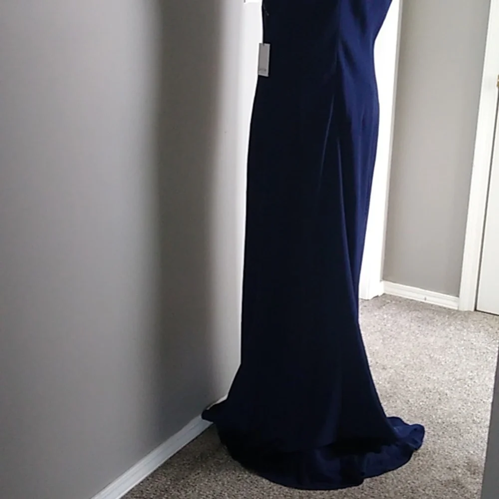 Calvin Klein Womens Maxi Dress Navy Blue Sleeveless Halter size 12 New With Tags - Picture 7 of 15